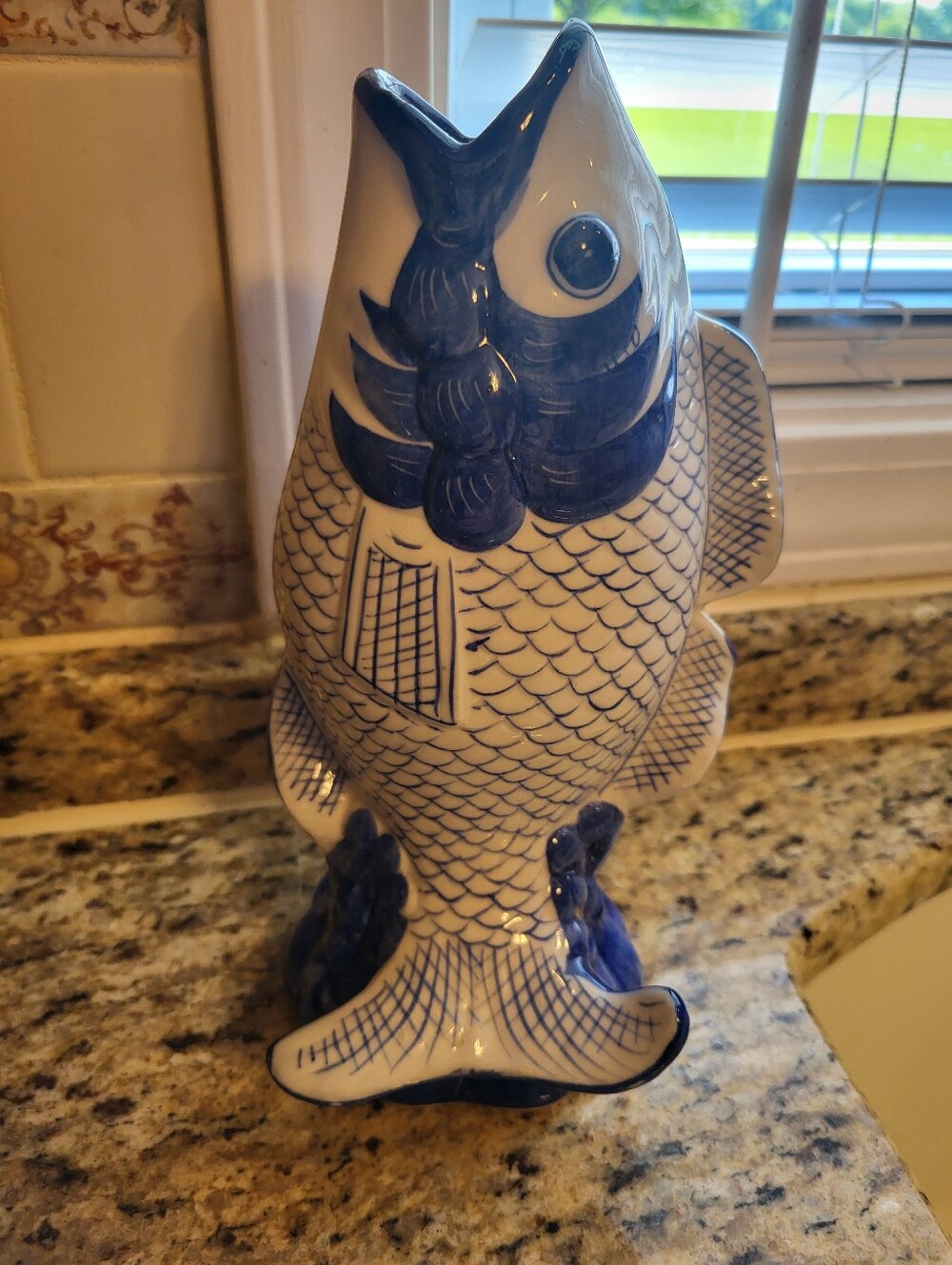Republic Of China 8.5 Inch Blue And White Koi Fish Vase